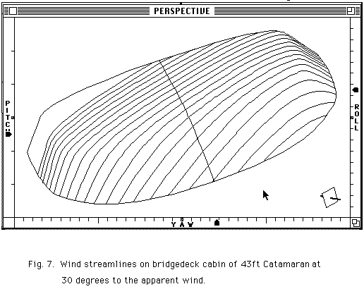 Wind streamlines on cabin.
